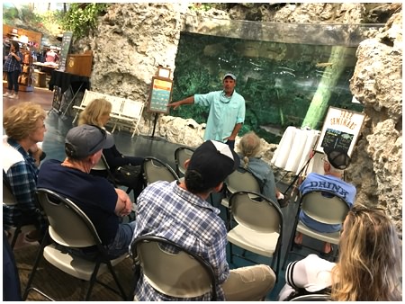Captain Corey giving a fishing seminar at a Bass Pro Shop in Daytona Beach