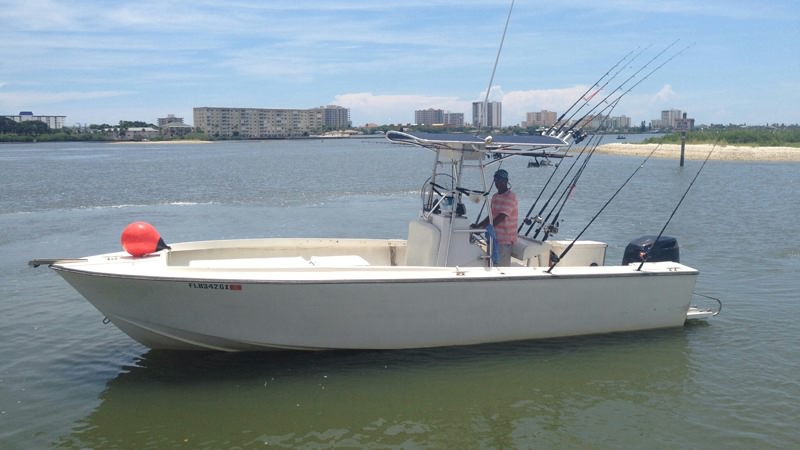 Captain Corey near Daytona Beach aboard his 24 foot fishing boat
