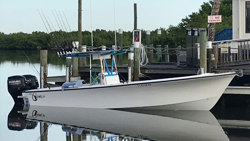 Captain Corey's 29 foot fishing boat ready for another fishing trip